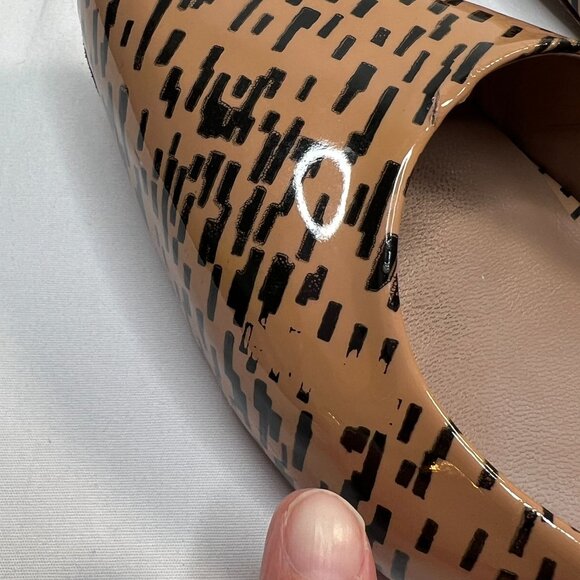 Loeffler Randall Patent Leather Printed Flats Tan Black Pointed Toe Size 8.5 - Picture 12 of 16